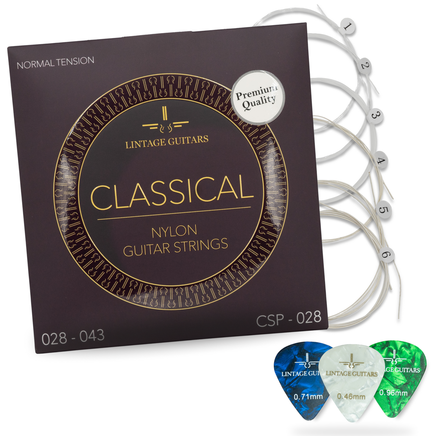 Normal Tension - CSP-028 - Gitaarsnaren - Inclusief 3 Celluloid Plectra