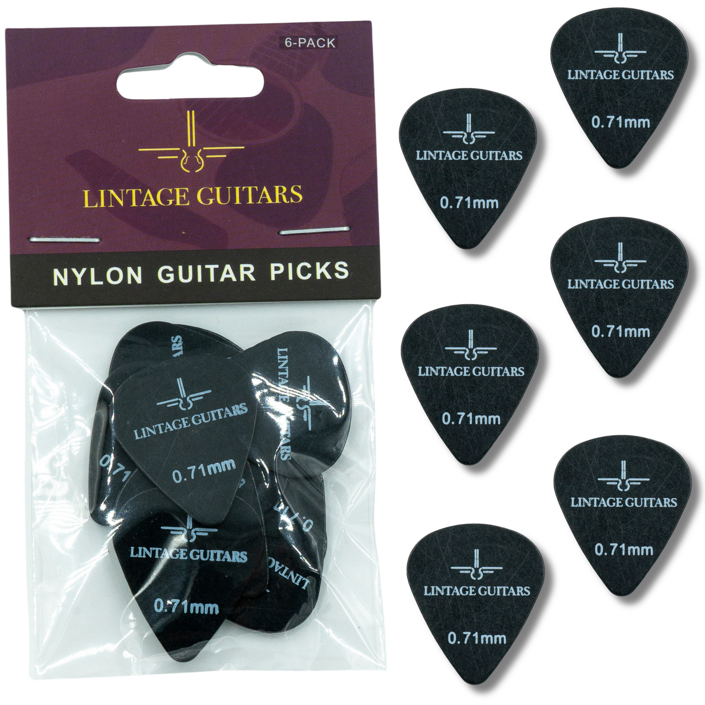 6 Stuks Plectrum Set - 0.71 Plectrum - Nylon Guitar Picks - Lintage Guitars®