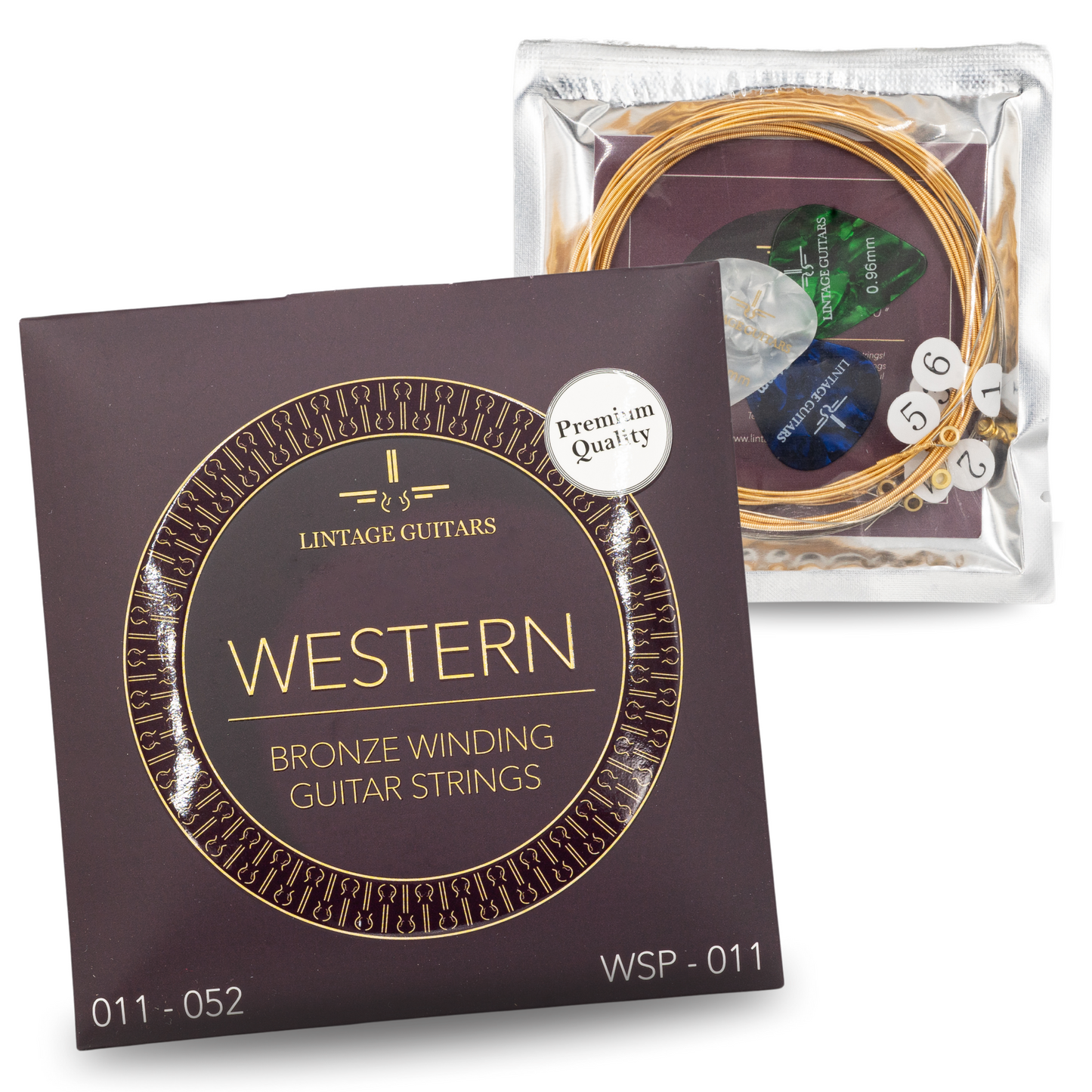 Premium Akoestische Western gitaar snaren - WSP-011 - Gitaarsnaren - Inclusief 3 Celluloid Plectra
