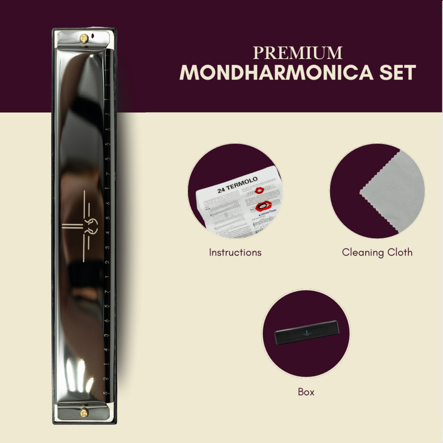 Mondharmonica C - 24 Tremolo - Metallic Zilver - Blues Harp