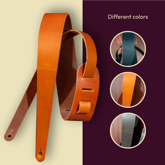 Gitaarriem Handgemaakt Leer - Gitaar band - Lichtbruin