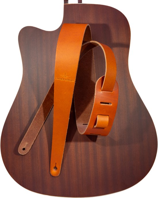 Gitaarriem Handgemaakt Leer - Gitaar band - Lichtbruin