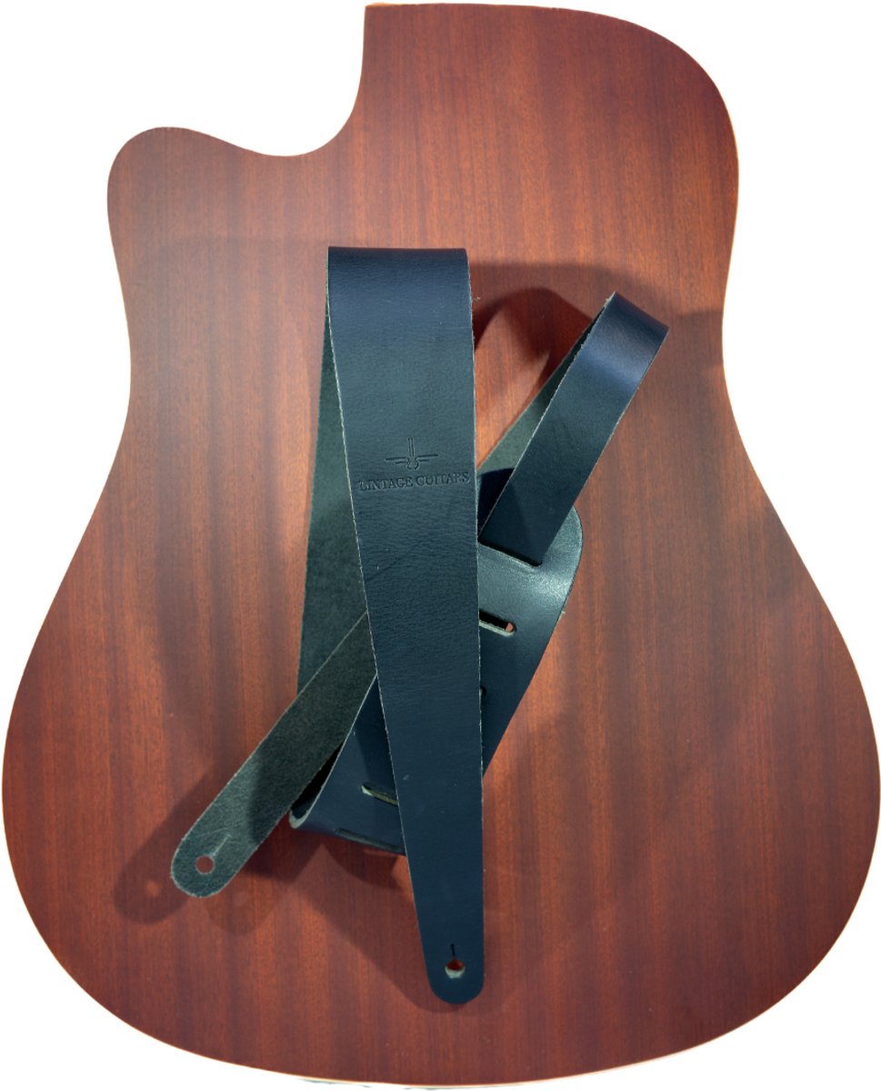 Gitaarriem Handgemaakt Leer - Gitaar band - Zwart