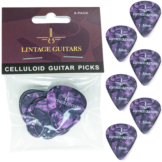 6 Stuks Plectrum Set - 1.5 Plectrum - Celluloid Guitar Picks - Lintage Guitars®