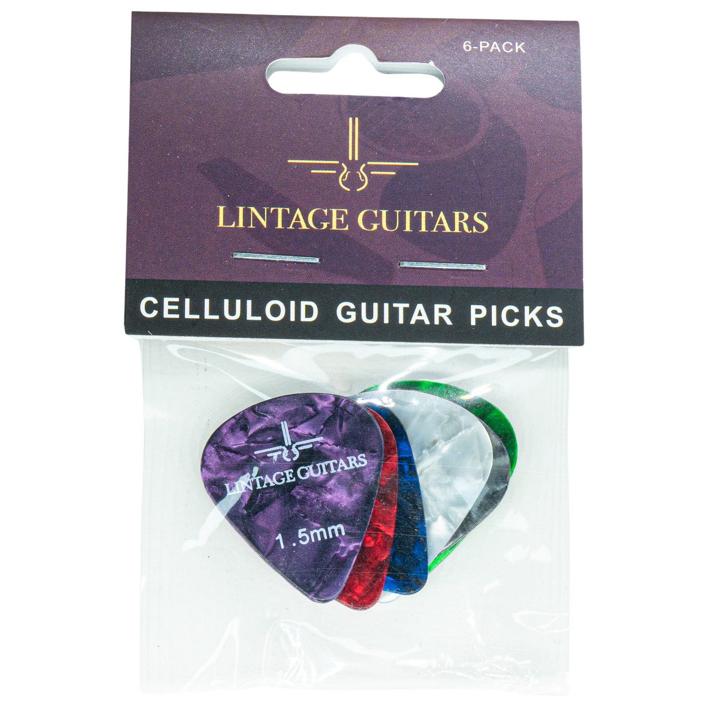 6 Stuks Celluloid Plectrum Mix - 0.46 t/m 1.50