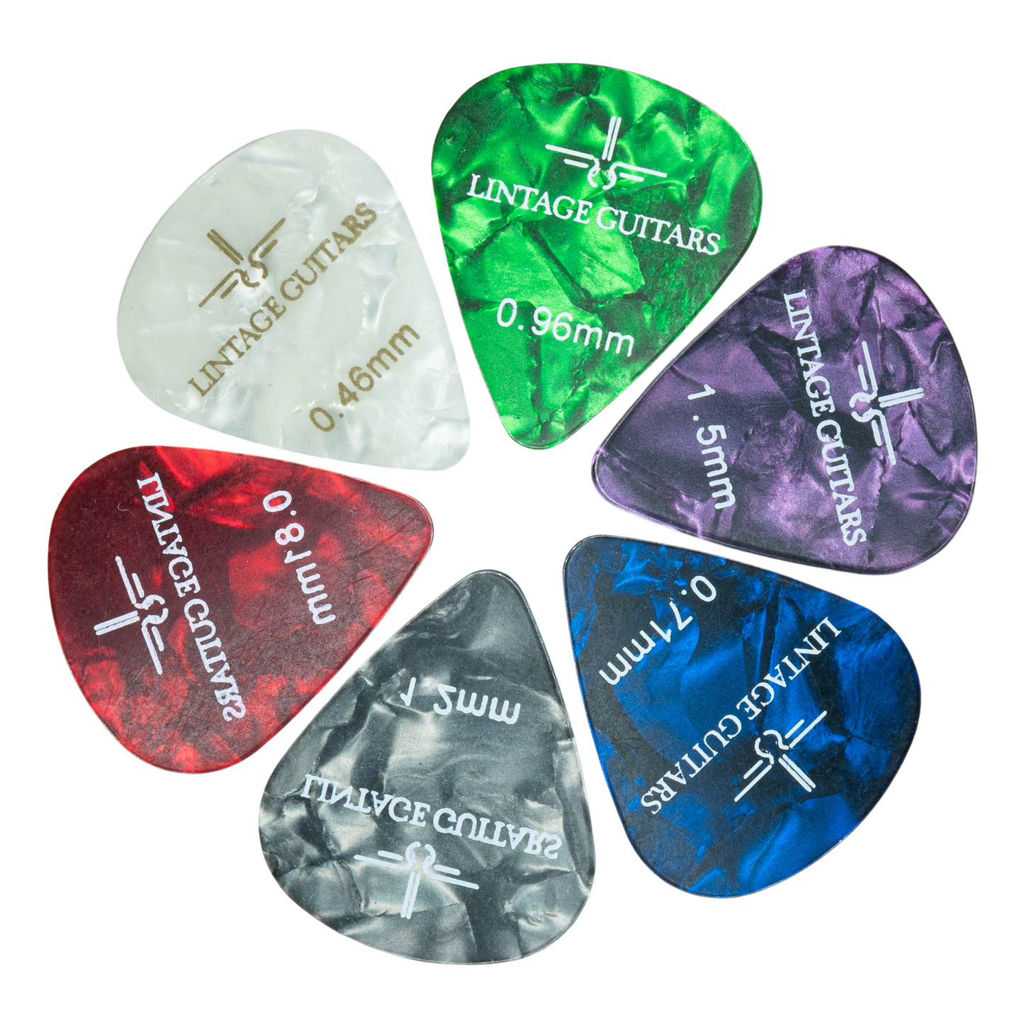 12 Stuks Plectrum Mix - 0.46 t/m 1.50 Plectrum - Celluloid Guitar Picks - Lintage Guitars®