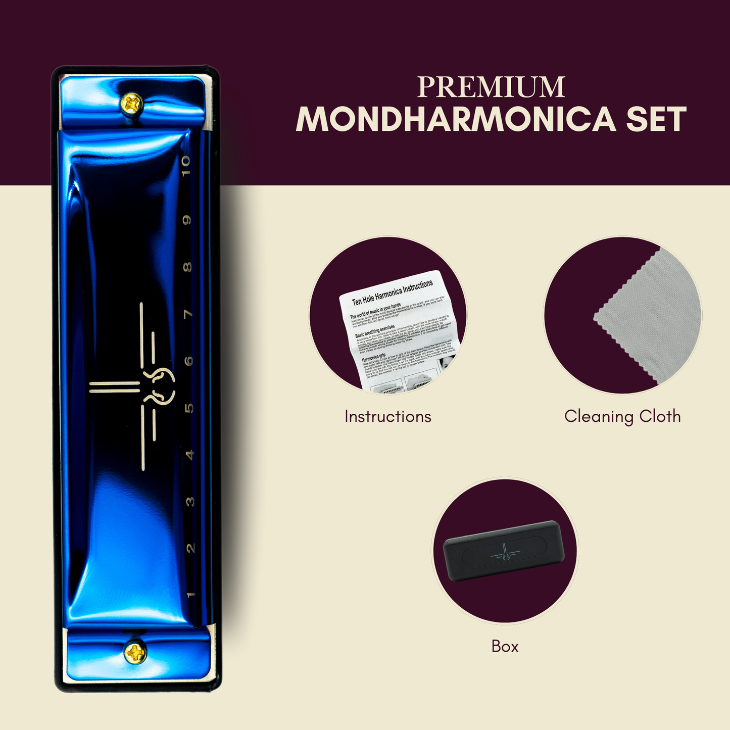 Mondharmonica C - Metallic Blue - Blues Harp