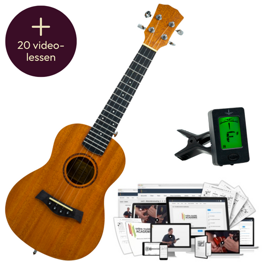 Ukulele Starterkit + 20 Lessen & Stemmer